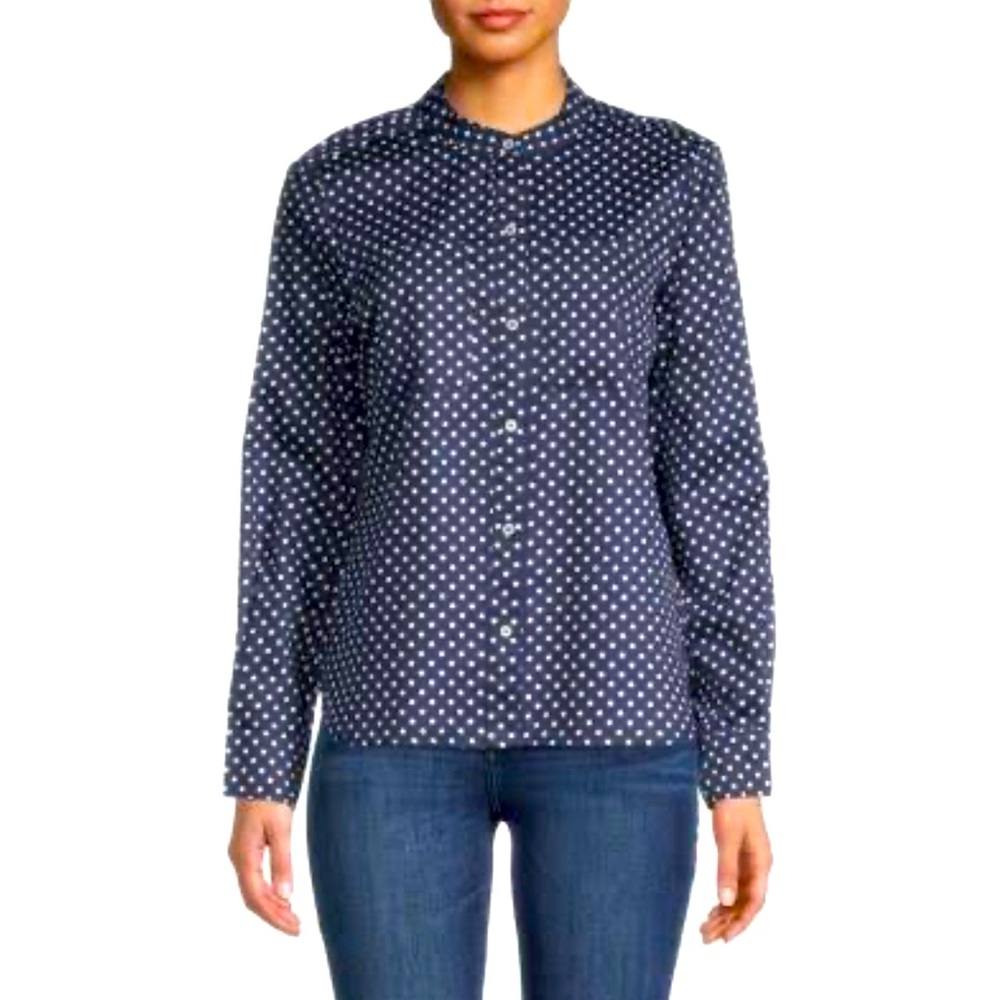 THE LIMITED BLUE POLKA DOT BUTTON UP- SIZE S